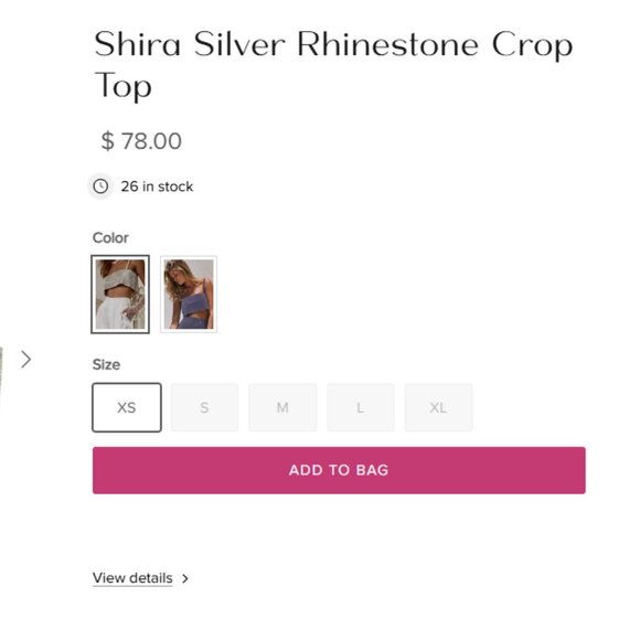 Shira Silver Rhinestone Crop Top - Picture 1 of 6